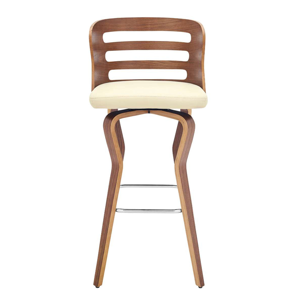 Verne 30" Swivel Cream Faux Leather and Walnut Wood Bar Stool By Armen Living | Bar Stools |  Modishstore  - 8