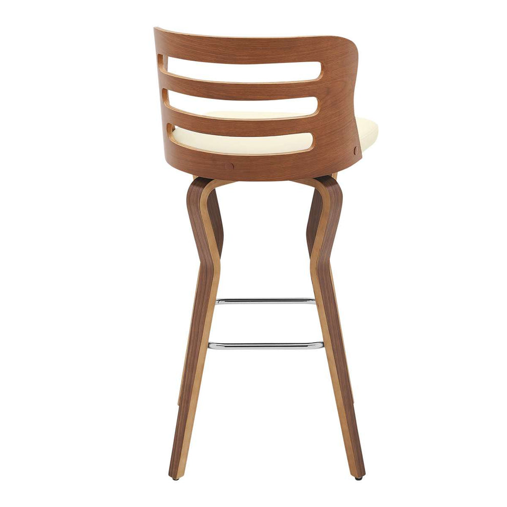 Verne 30" Swivel Cream Faux Leather and Walnut Wood Bar Stool By Armen Living | Bar Stools |  Modishstore  - 3
