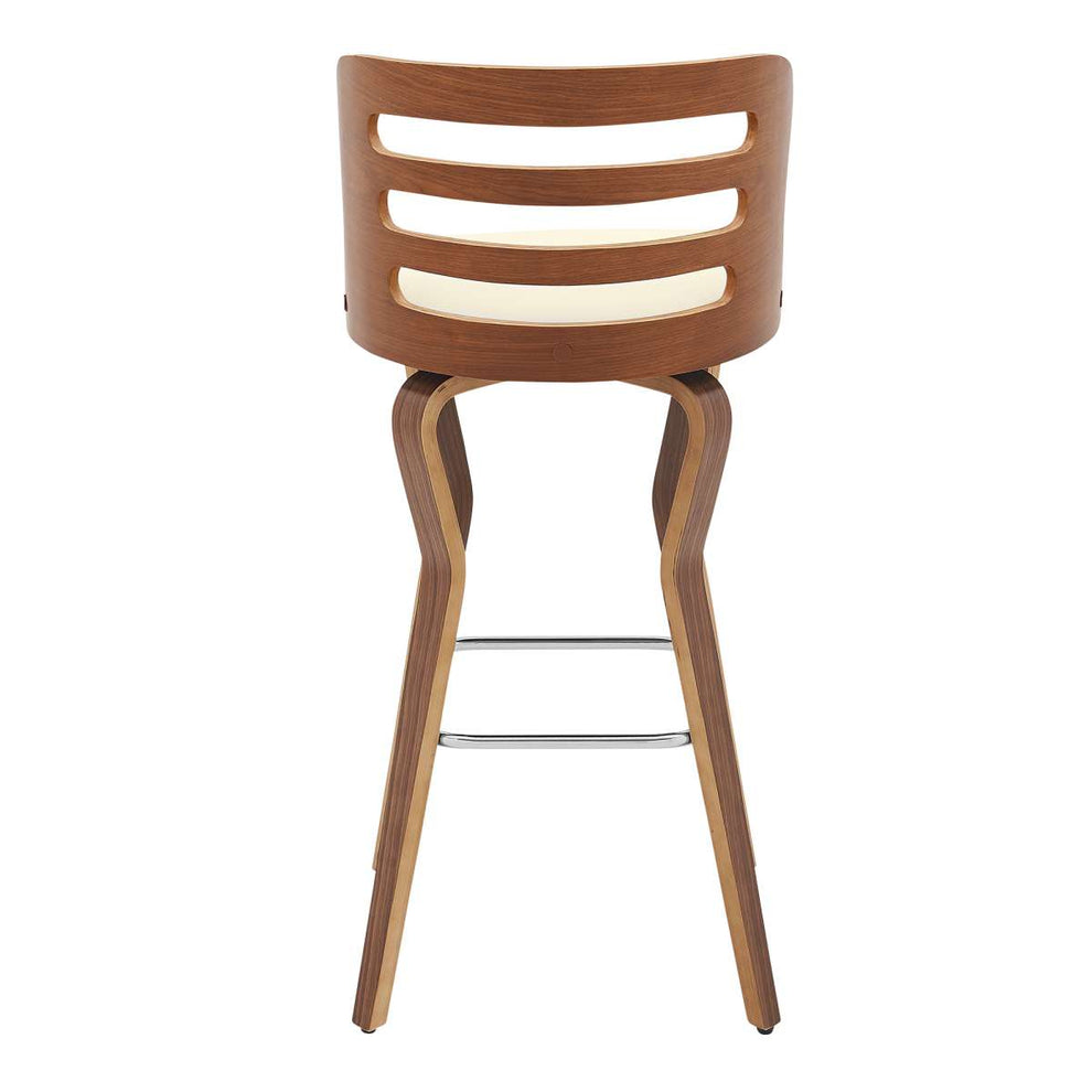 Verne 30" Swivel Cream Faux Leather and Walnut Wood Bar Stool By Armen Living | Bar Stools |  Modishstore  - 4