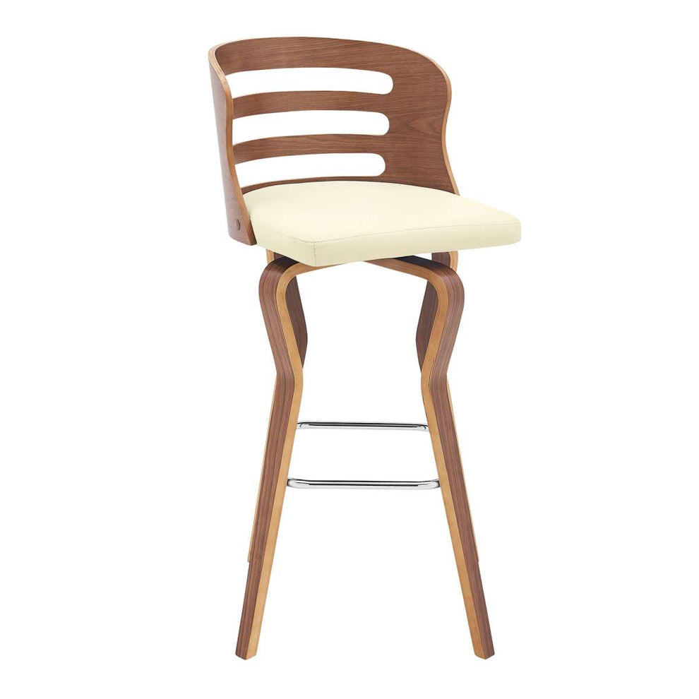 Verne 30" Swivel Cream Faux Leather and Walnut Wood Bar Stool By Armen Living | Bar Stools |  Modishstore  - 7