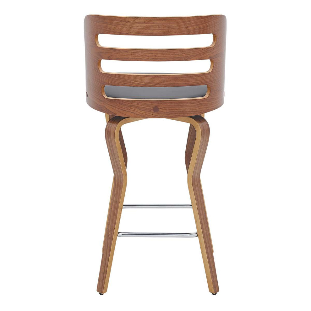 Verne 26" Swivel Gray Faux Leather and Walnut Wood Bar Stool By Armen Living | Bar Stools |  Modishstore  - 3