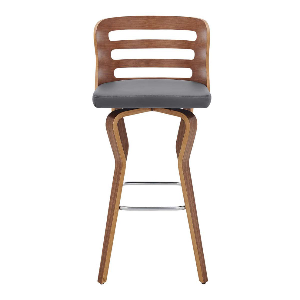 Verne 30" Swivel Gray Faux Leather and Walnut Wood Bar Stool By Armen Living | Bar Stools |  Modishstore  - 6