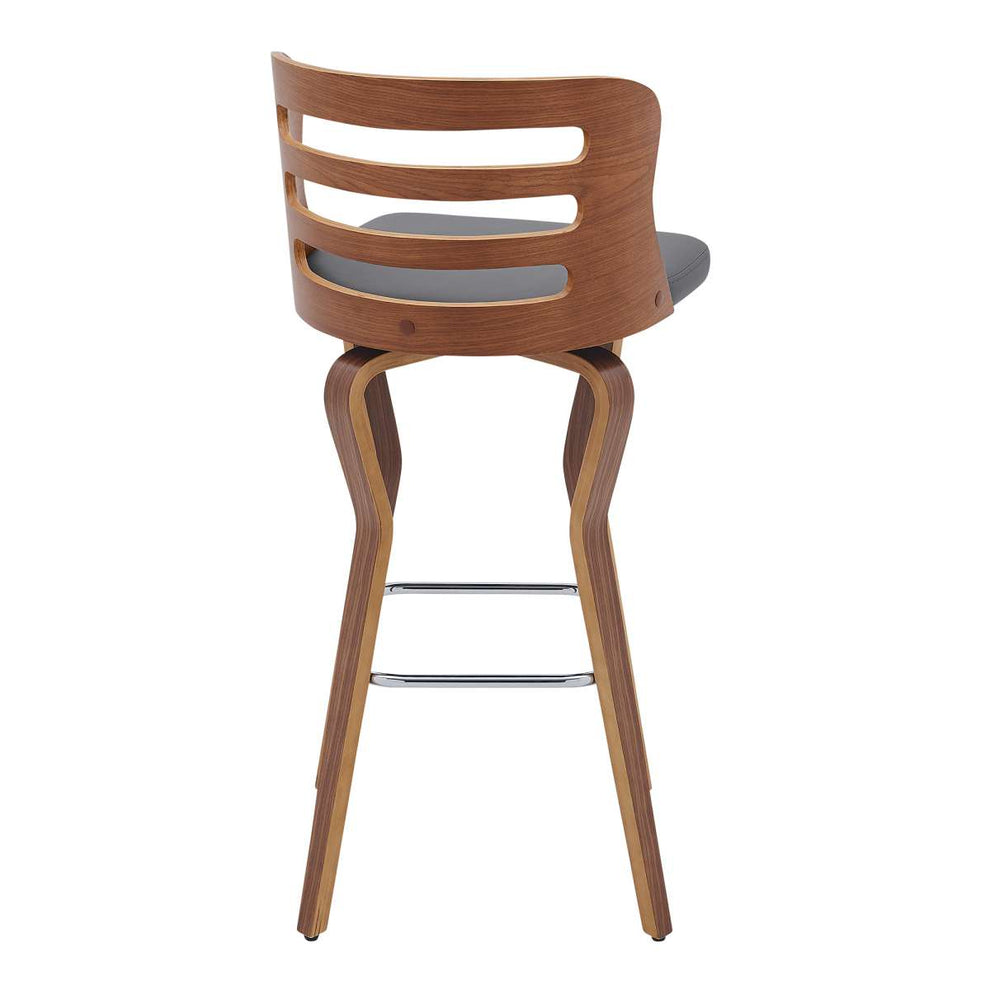 Verne 30" Swivel Gray Faux Leather and Walnut Wood Bar Stool By Armen Living | Bar Stools |  Modishstore  - 8