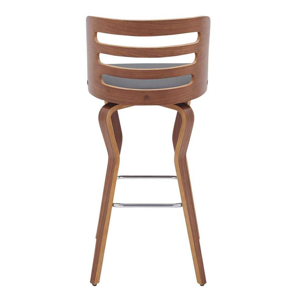 Verne 30" Swivel Gray Faux Leather and Walnut Wood Bar Stool By Armen Living | Bar Stools |  Modishstore  - 2