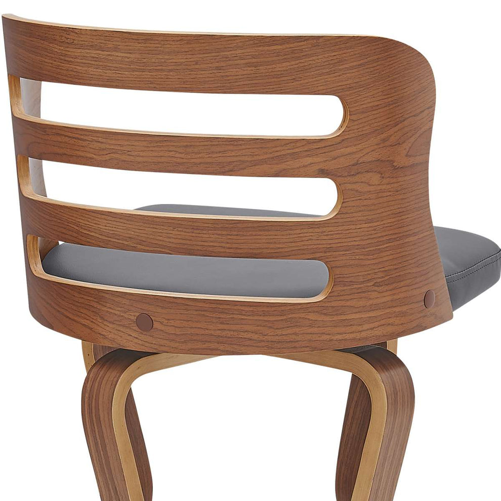 Verne 30" Swivel Gray Faux Leather and Walnut Wood Bar Stool By Armen Living | Bar Stools |  Modishstore  - 4