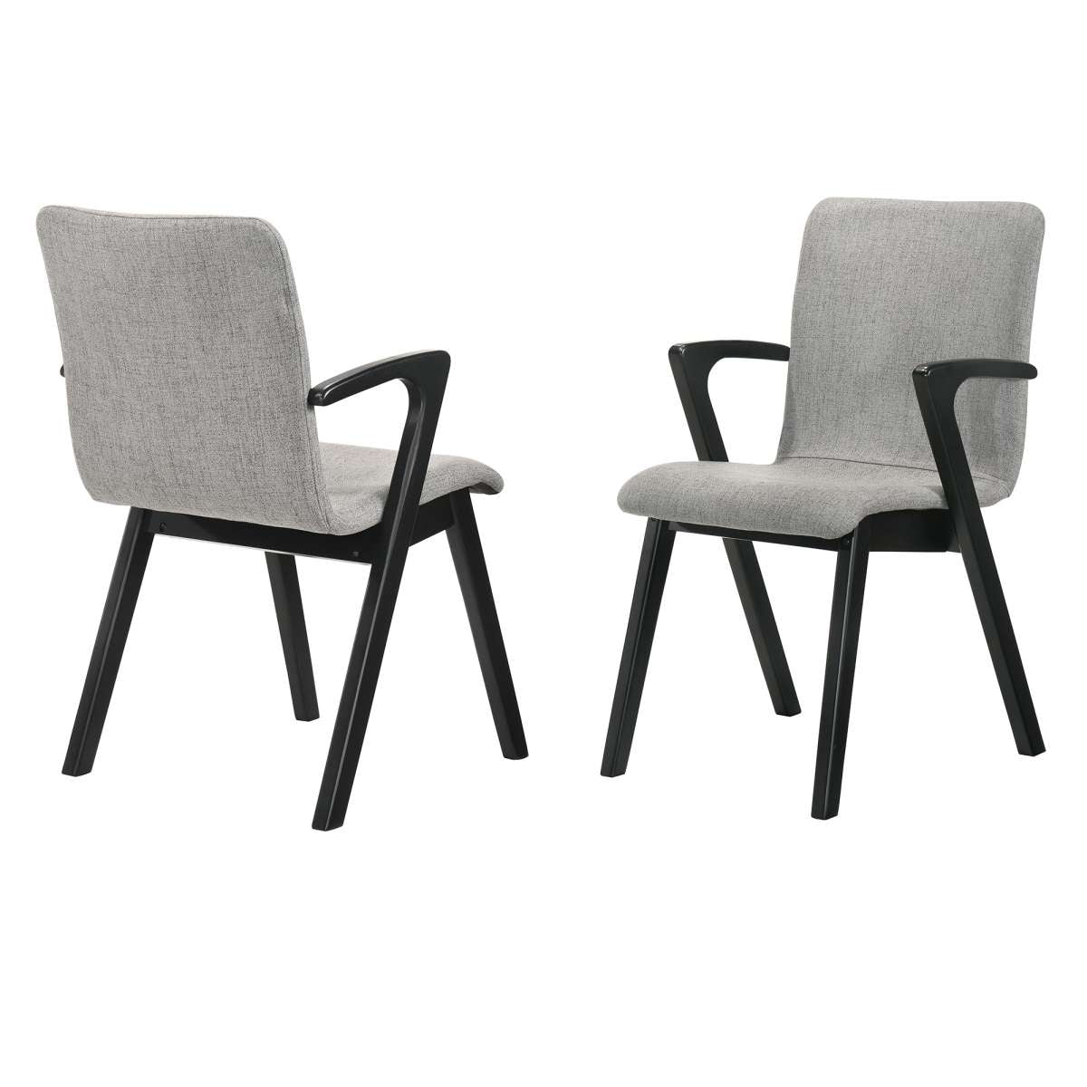 Varde Mid-Century Gray Upholstered Dining Chairs in Black Finish - Set of 2 By Armen Living | Dining Chairs | Modishstore