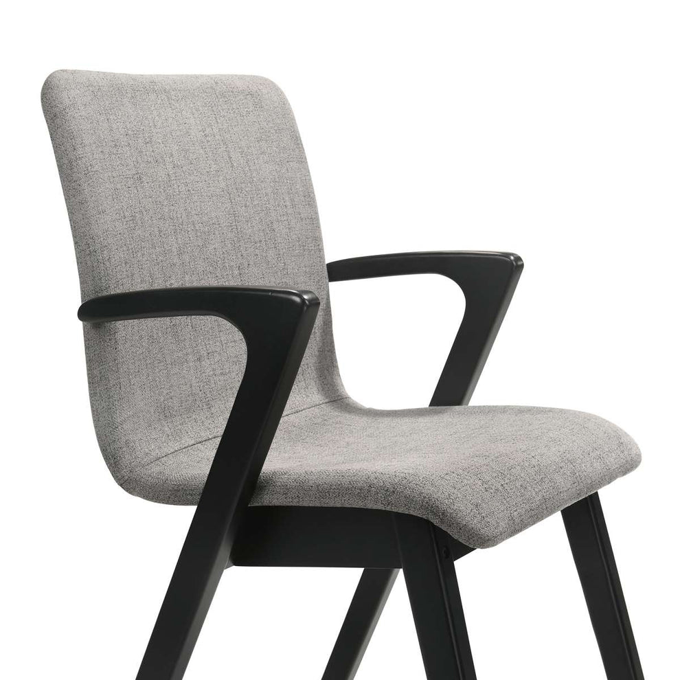 Varde Mid-Century Gray Upholstered Dining Chairs in Black Finish - Set of 2 By Armen Living | Dining Chairs | Modishstore - 5