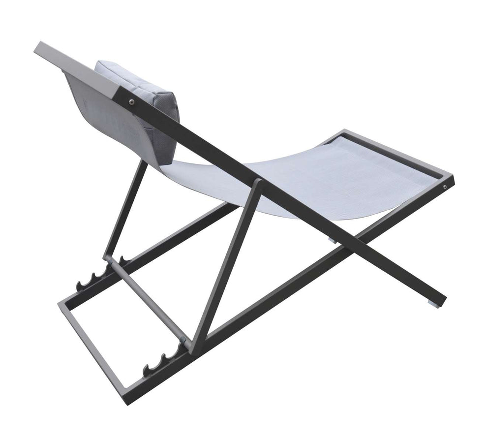 Wave Outdoor Patio Aluminum Deck Chair in Grey Powder Coated Finish with Grey Sling Textilene By Armen Living | Outdoor Chairs |  Modishstore  - 3