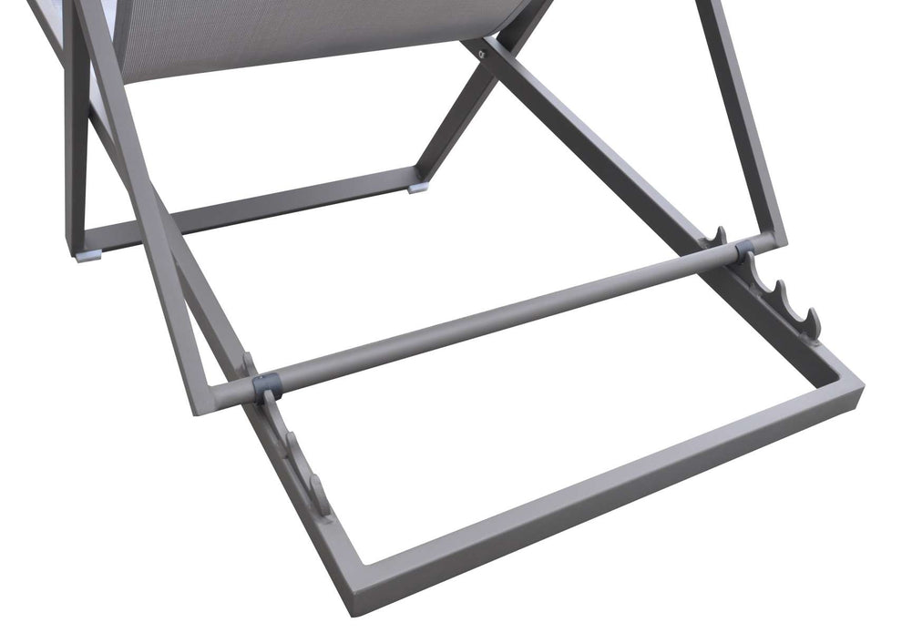 Wave Outdoor Patio Aluminum Deck Chair in Grey Powder Coated Finish with Grey Sling Textilene By Armen Living | Outdoor Chairs |  Modishstore  - 4