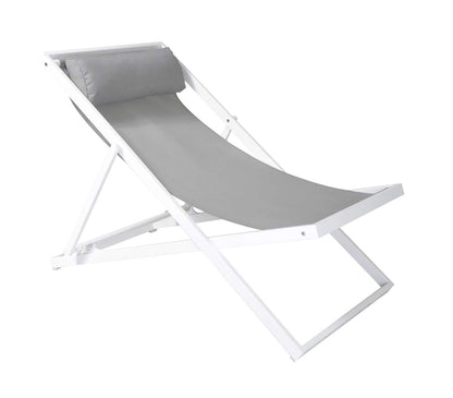 Wave Outdoor Patio Aluminum Deck Chair in Grey Powder Coated Finish with Grey Sling Textilene By Armen Living | Outdoor Chairs |  Modishstore  - 12
