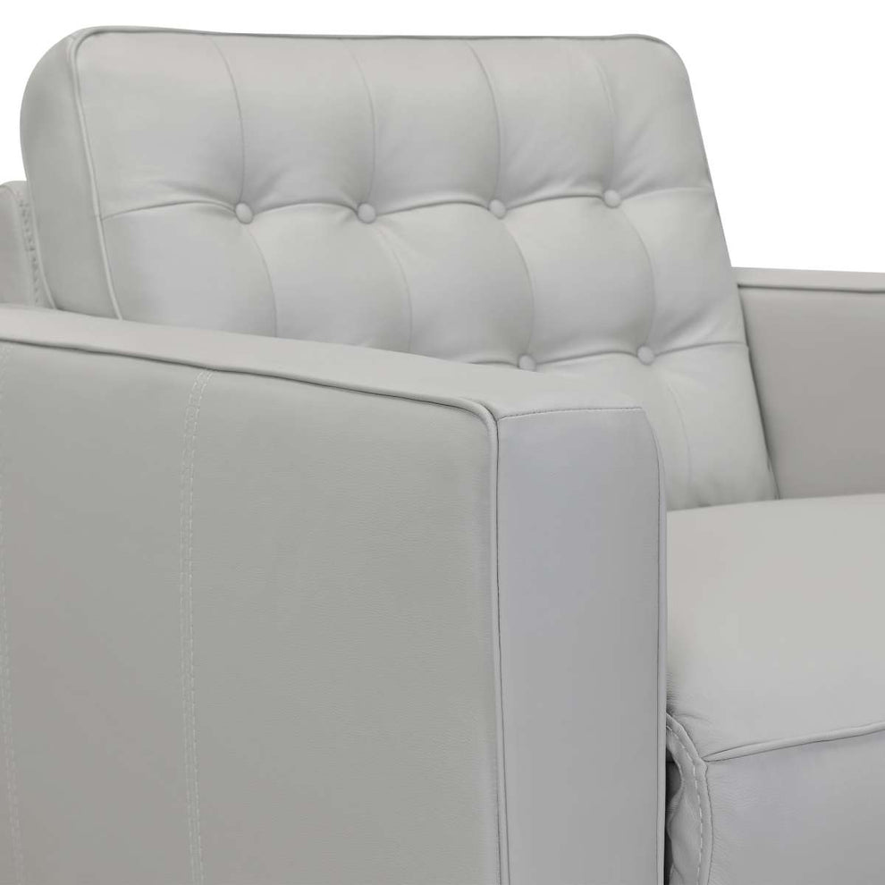 Wesley Dove Gray Genuine Leather Power Footrest Tuxedo Arm Accent Chair By Armen Living | Lounge Chairs |  Modishstore  - 4