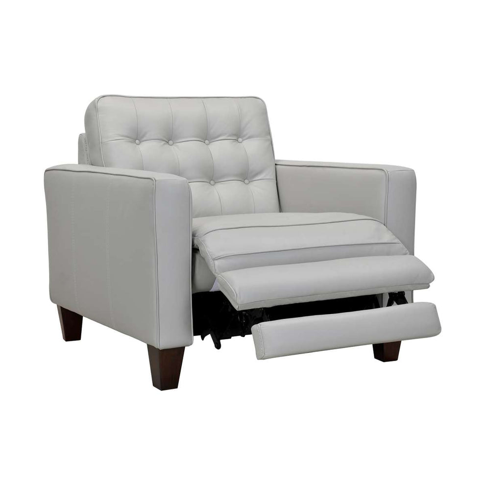 Wesley Dove Gray Genuine Leather Power Footrest Tuxedo Arm Accent Chair By Armen Living | Lounge Chairs |  Modishstore  - 2
