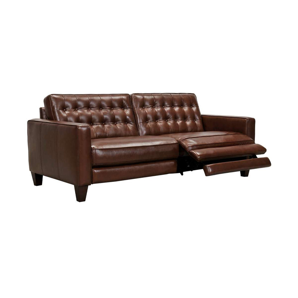 Wesley 81" Chestnut Genuine Leather Power Footrest Tuxedo Arm Sofa By Armen Living | Sofas |  Modishstore  - 2