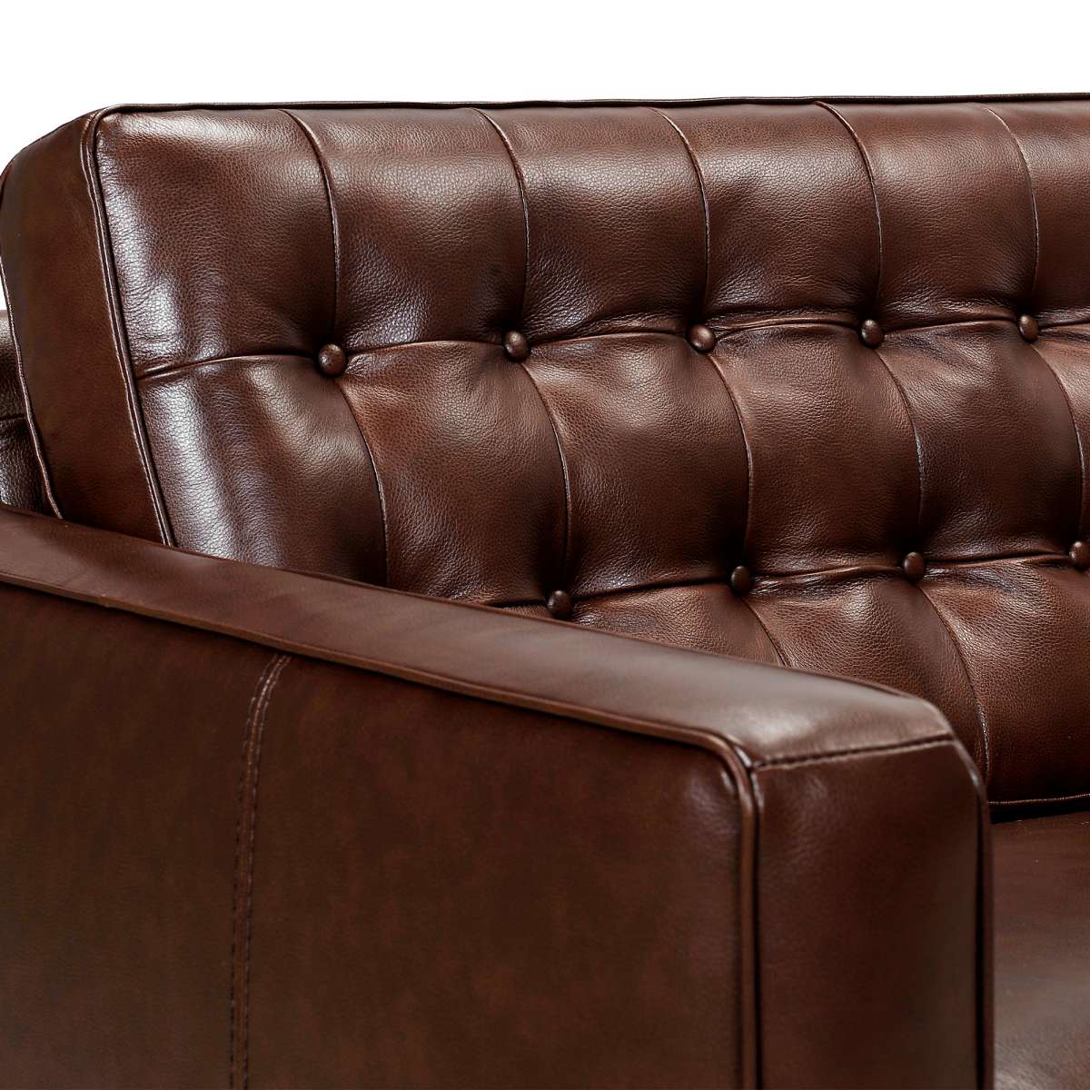Wesley 81" Chestnut Genuine Leather Power Footrest Tuxedo Arm Sofa By Armen Living | Sofas |  Modishstore  - 4