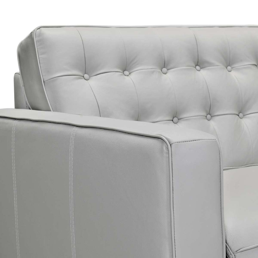 Wesley 81" Dove Gray Genuine Leather Power Footrest Tuxedo Arm Sofa By Armen Living | Sofas |  Modishstore  - 4