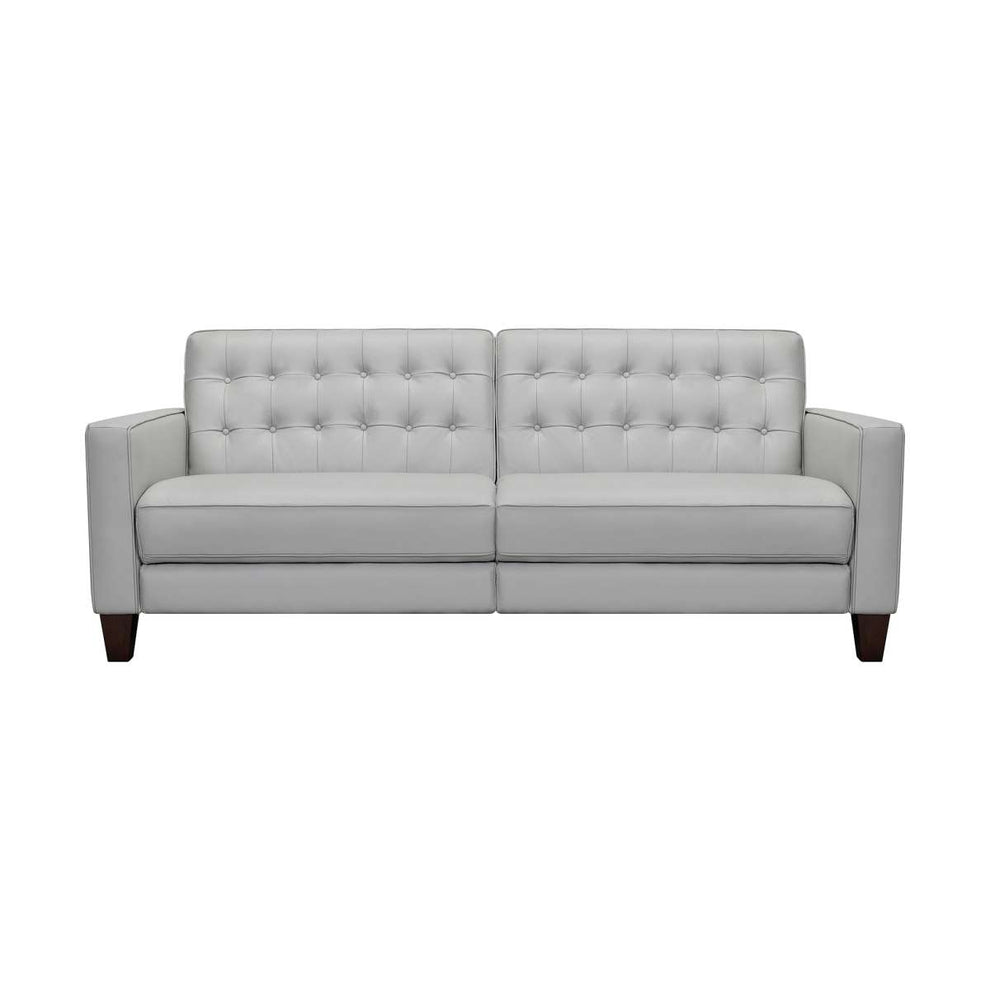 Wesley 81" Dove Gray Genuine Leather Power Footrest Tuxedo Arm Sofa By Armen Living | Sofas |  Modishstore  - 7