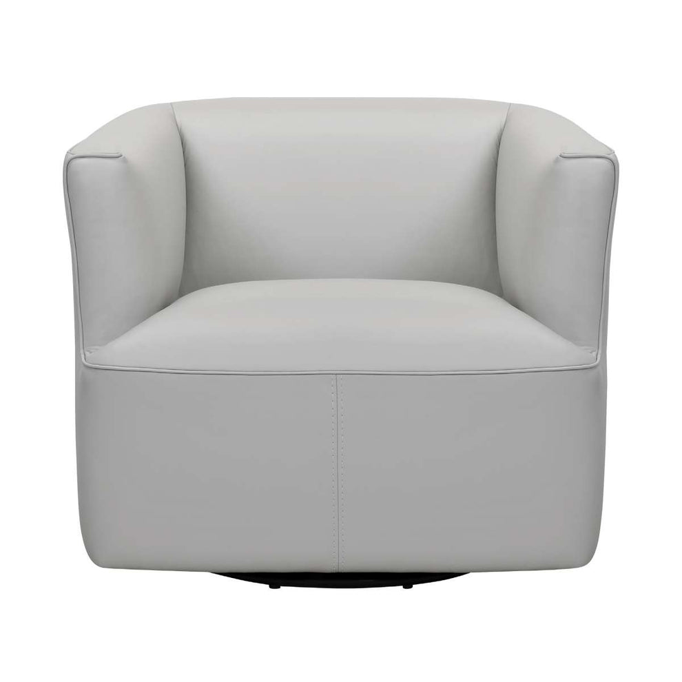 Whitney Swivel Dove Gray Genuine Leather Barrel Chair By Armen Living | Accent Chairs | Modishstore - 3