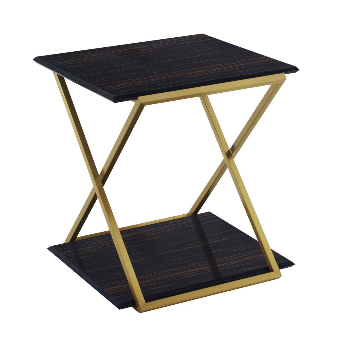 Westlake Dark Brown Veneer End Table with Brushed Gold Legs By Armen Living | End Tables |  Modishstore  - 2