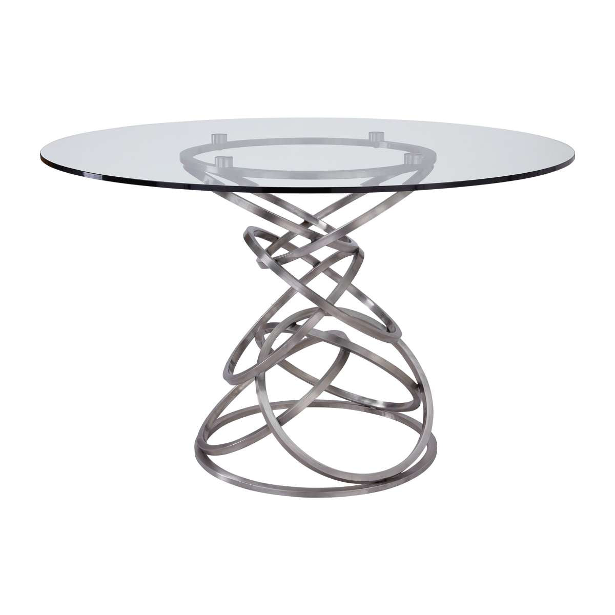 Wendy Contemporary Dining Table in Brushed Stainless Steel Finish and Clear Glass top By Armen Living | Dining Tables | Modishstore - 2