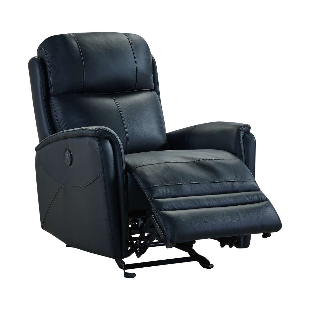 Wolfe Contemporary Recliner in Black Genuine Leather By Armen Living | Chairs & Recliners | Modishstore - 3