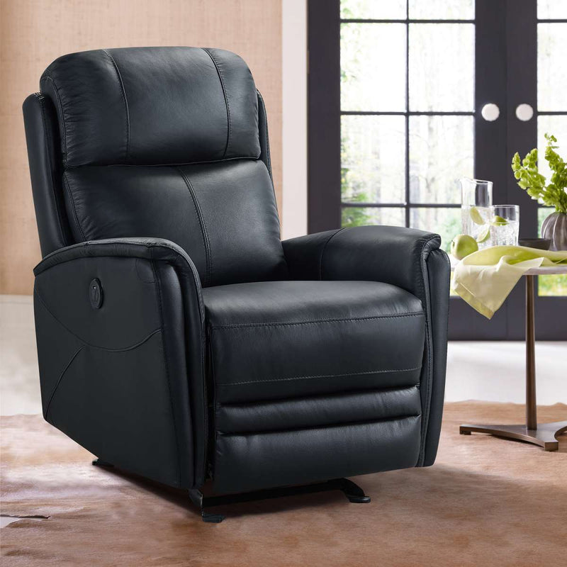 Wolfe Contemporary Recliner in Black Genuine Leather By Armen Living | Chairs & Recliners | Modishstore