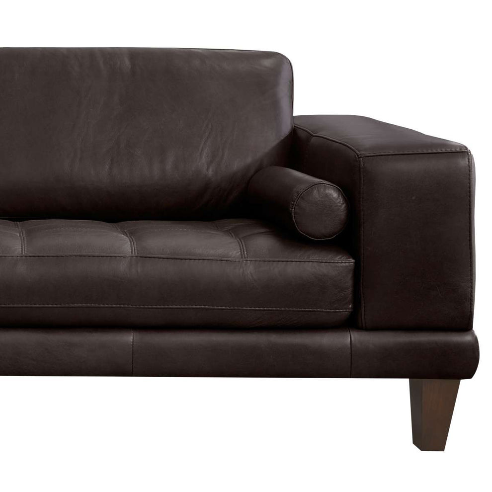 Wynne Contemporary Sofa in Genuine Espresso Leather with Brown Wood Legs By Armen Living | Sofas |  Modishstore  - 4