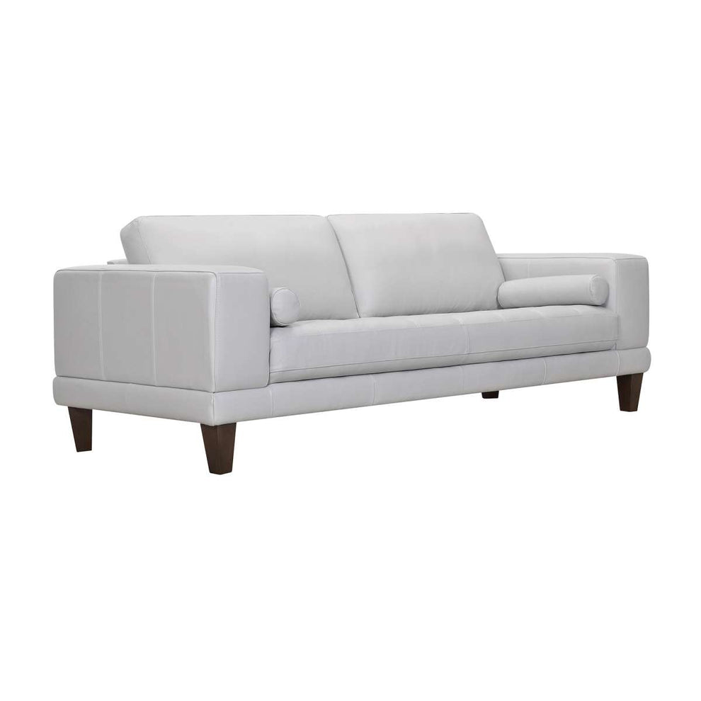 Wynne Contemporary Sofa in Genuine Dove Gray Leather with Brown Wood Legs By Armen Living | Sofas | Modishstore - 3