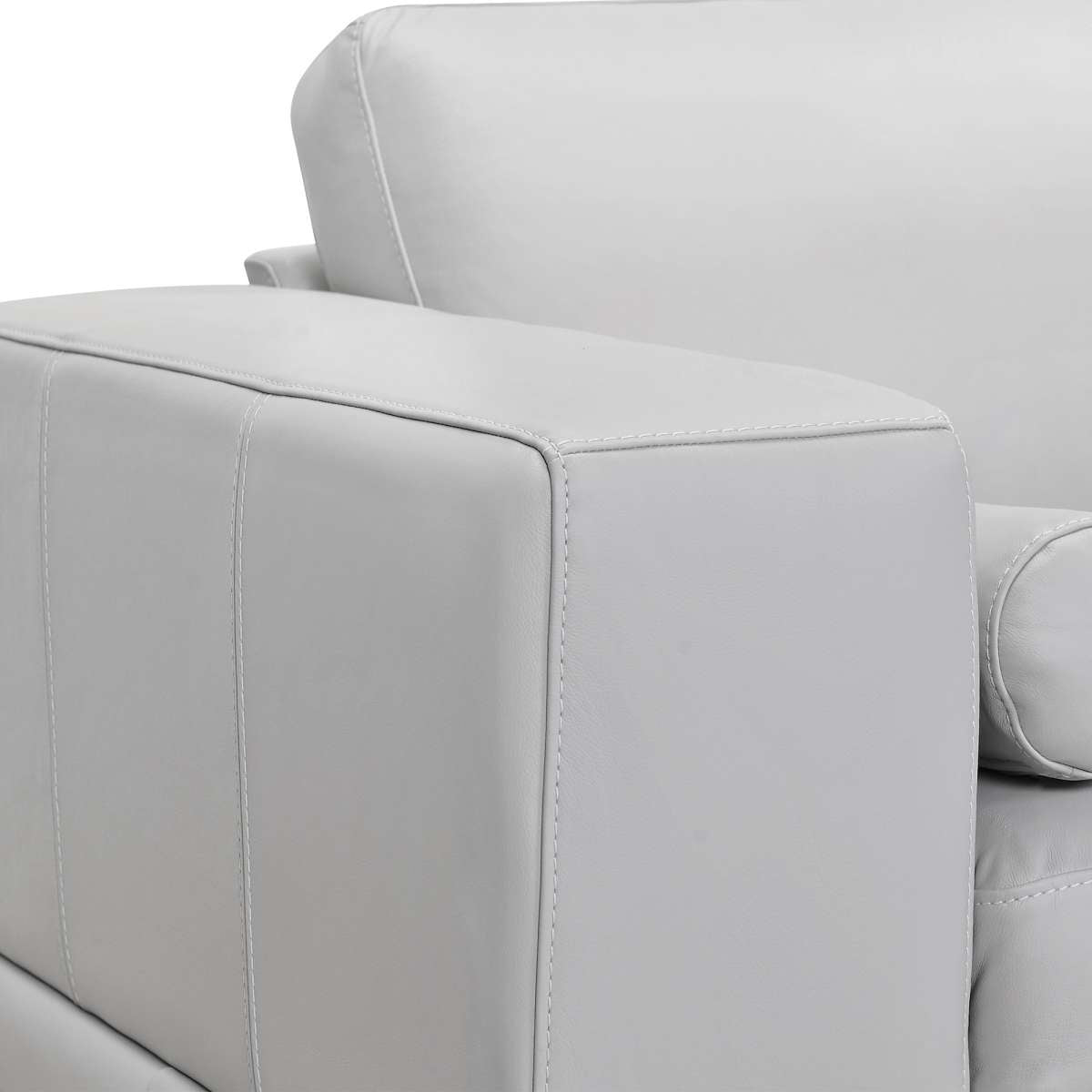 Wynne Contemporary Sofa in Genuine Dove Gray Leather with Brown Wood Legs By Armen Living | Sofas | Modishstore - 4