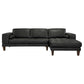 Wynne Contemporary Sectional in Genuine Black Leather with Brown Wood Legs By Armen Living | Sofa Set | Modishstore - 3