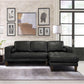 Wynne Contemporary Sectional in Genuine Black Leather with Brown Wood Legs By Armen Living | Sofa Set | Modishstore