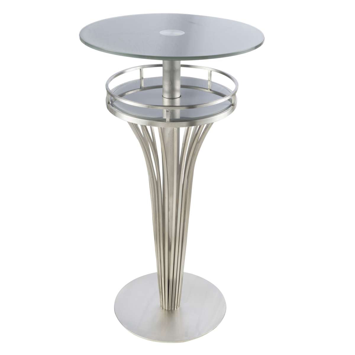 Yukon Contemporary Bar Table In Stainless Steel and Gray Frosted Glass By Armen Living | Bar Tables | Modishstore - 2