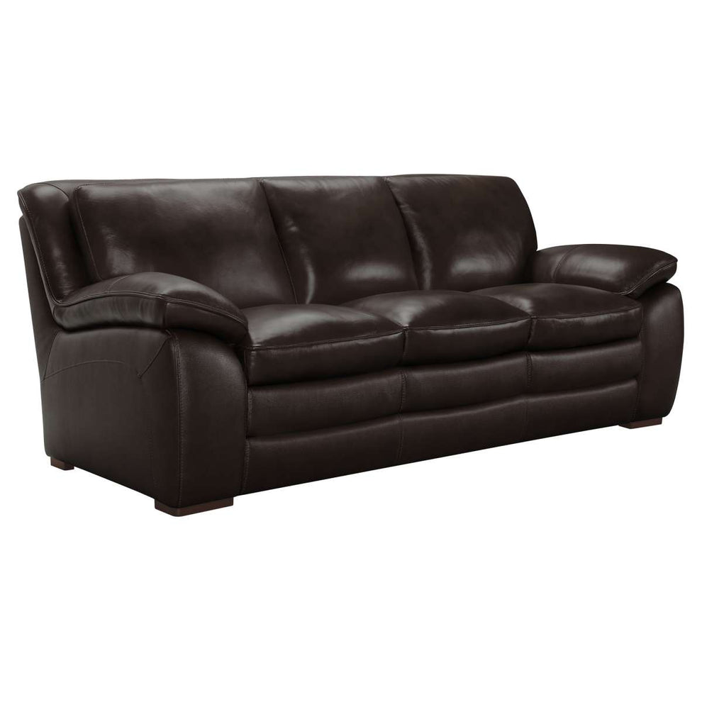Zanna Contemporary Sofa in Genuine Dark Brown Leather with Brown Wood Legs By Armen Living | Sofas |  Modishstore  - 3