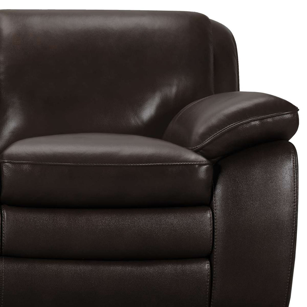 Zanna Contemporary Sofa in Genuine Dark Brown Leather with Brown Wood Legs By Armen Living | Sofas |  Modishstore  - 4