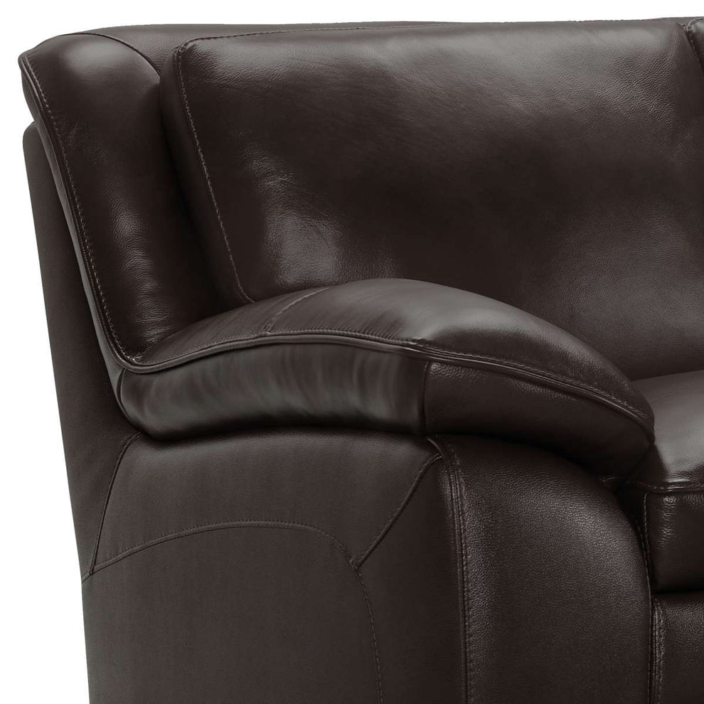 Zanna Contemporary Sofa in Genuine Dark Brown Leather with Brown Wood Legs By Armen Living | Sofas |  Modishstore  - 5