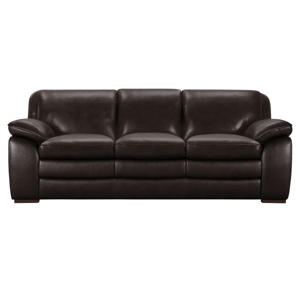 Zanna Contemporary Sofa in Genuine Dark Brown Leather with Brown Wood Legs By Armen Living | Sofas |  Modishstore  - 2