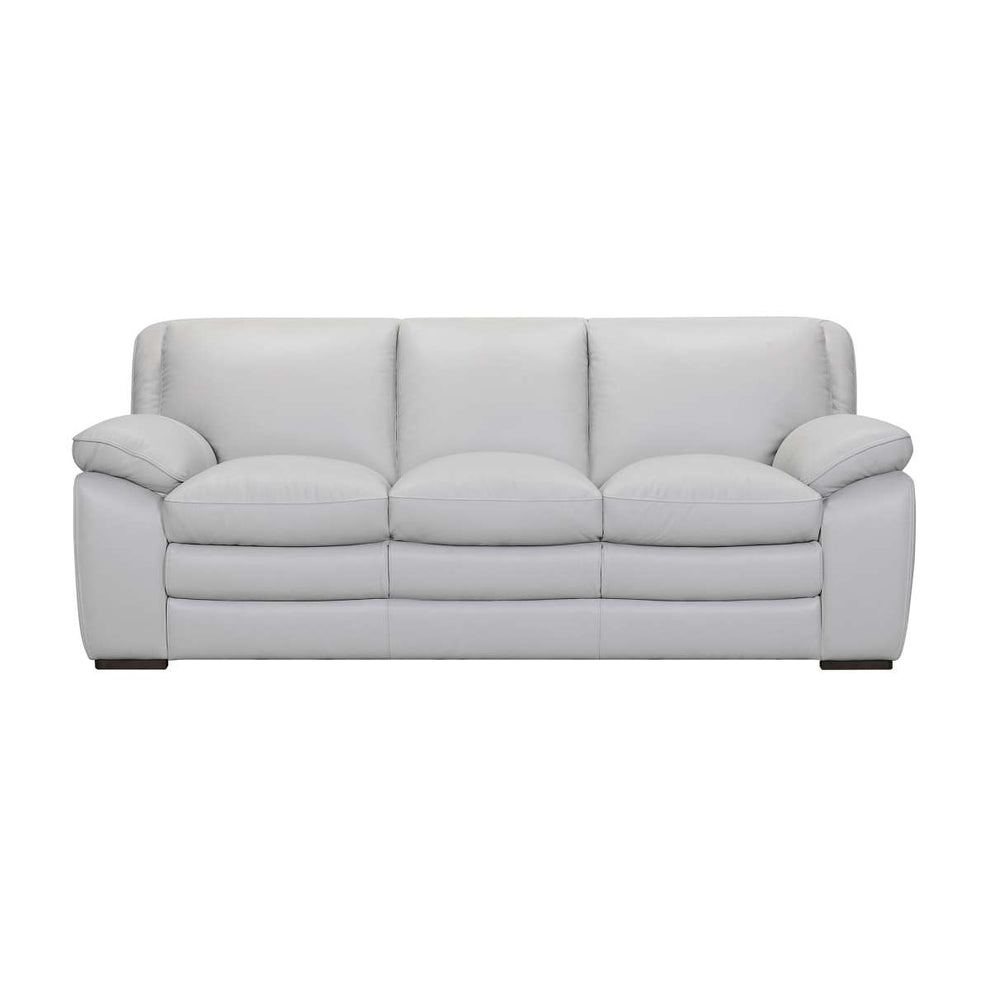 Zanna Contemporary Sofa in Genuine Dove Gray Leather with Brown Wood Legs By Armen Living | Sofas | Modishstore - 2