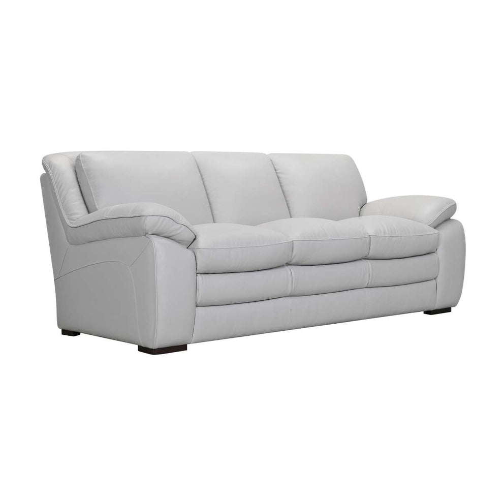 Zanna Contemporary Sofa in Genuine Dove Gray Leather with Brown Wood Legs By Armen Living | Sofas | Modishstore - 3