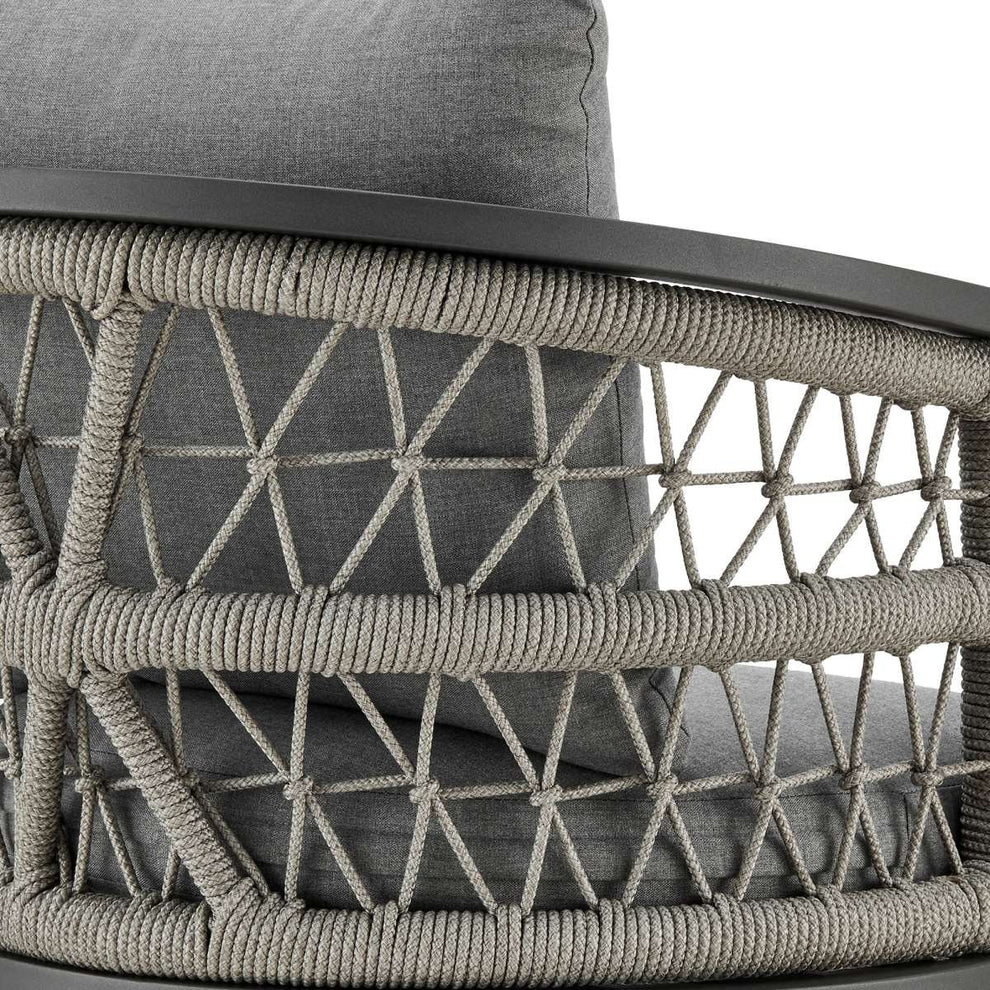 Zella Outdoor Patio Counter Stool in Aluminum with Light Gray Rope and Earl Gray Cushions By Armen Living | Bar Stools | Modishstore - 8