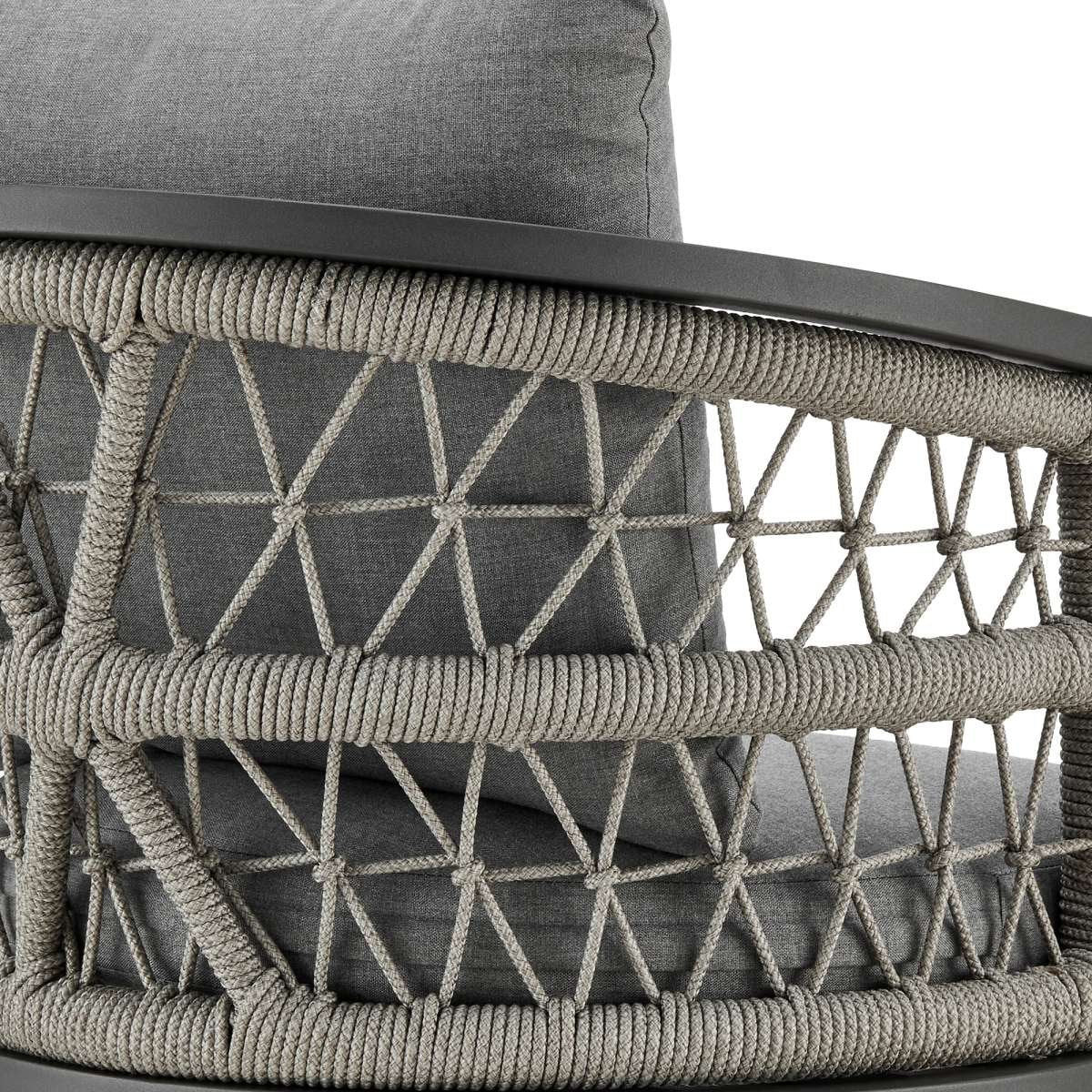 Zella Outdoor Patio Bar Stool in Aluminum with Light Gray Rope and Earl Gray Cushions By Armen Living | Bar Stools | Modishstore - 8