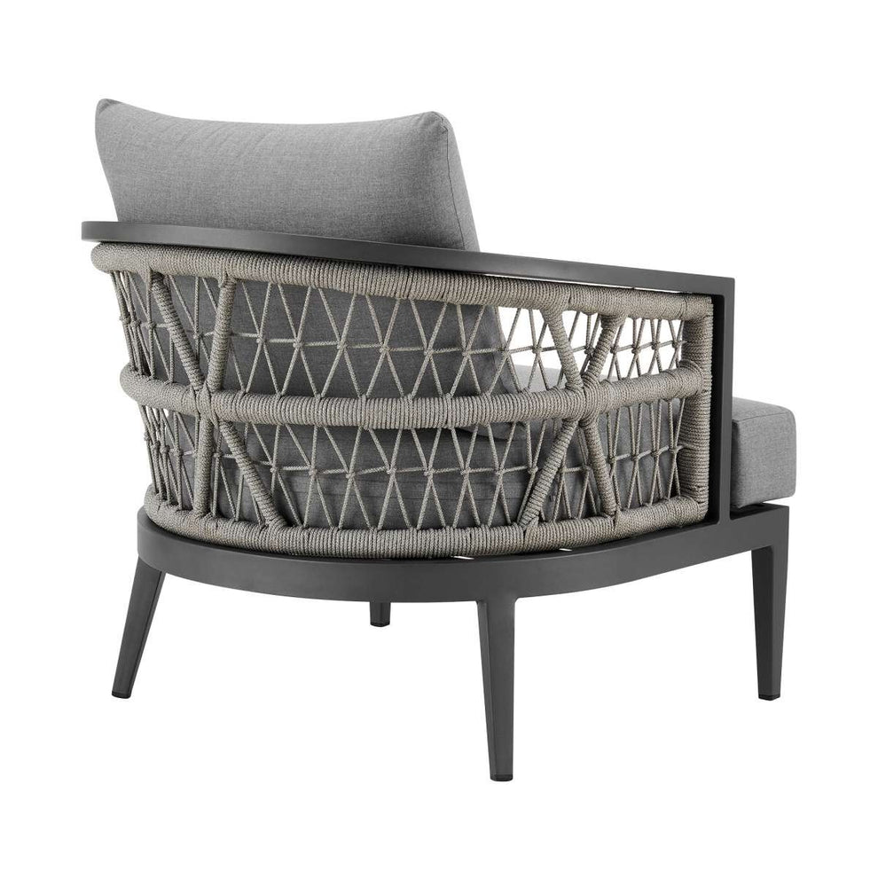 Zella Outdoor Patio Armchair in Aluminum with Light Gray Rope and Earl Gray Cushions By Armen Living | Outdoor Chairs | Modishstore - 4