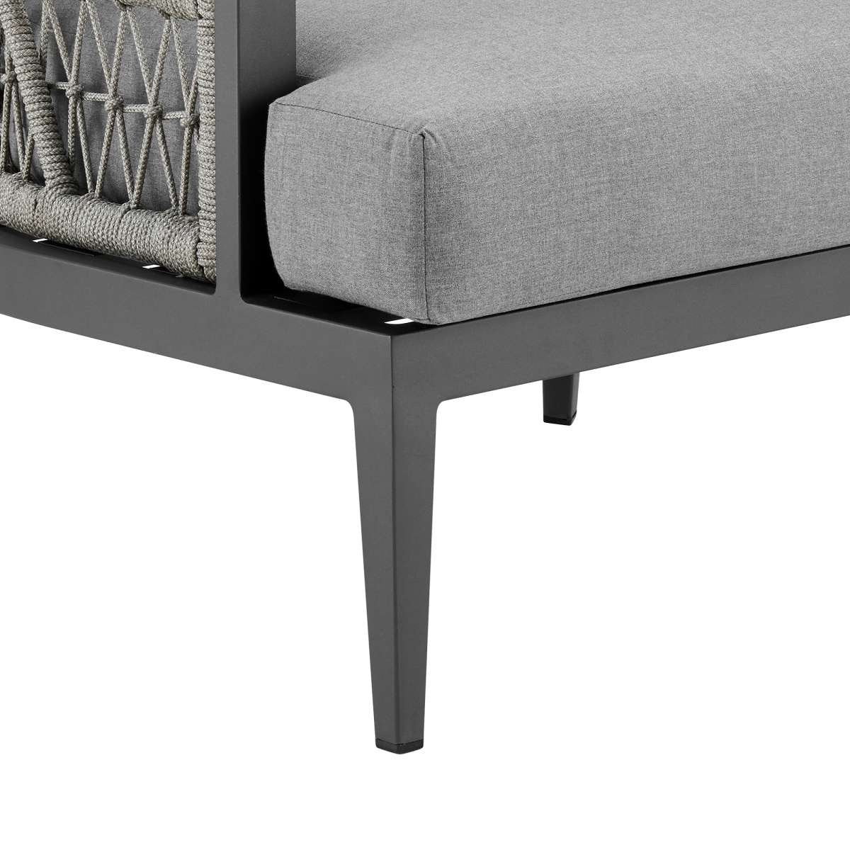 Zella Outdoor Patio Armchair in Aluminum with Light Gray Rope and Earl Gray Cushions By Armen Living | Outdoor Chairs | Modishstore - 7