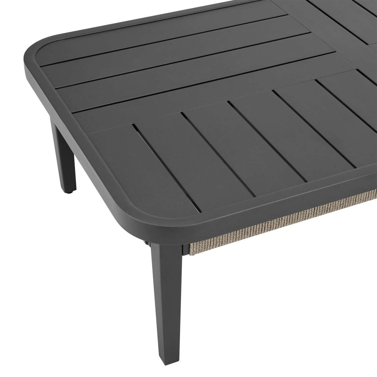 Zella Rectangular Coffee Table in Aluminum with Charcoal Finish and Light Gray Rope By Armen Living | Outdoor Tables | Modishstore - 5