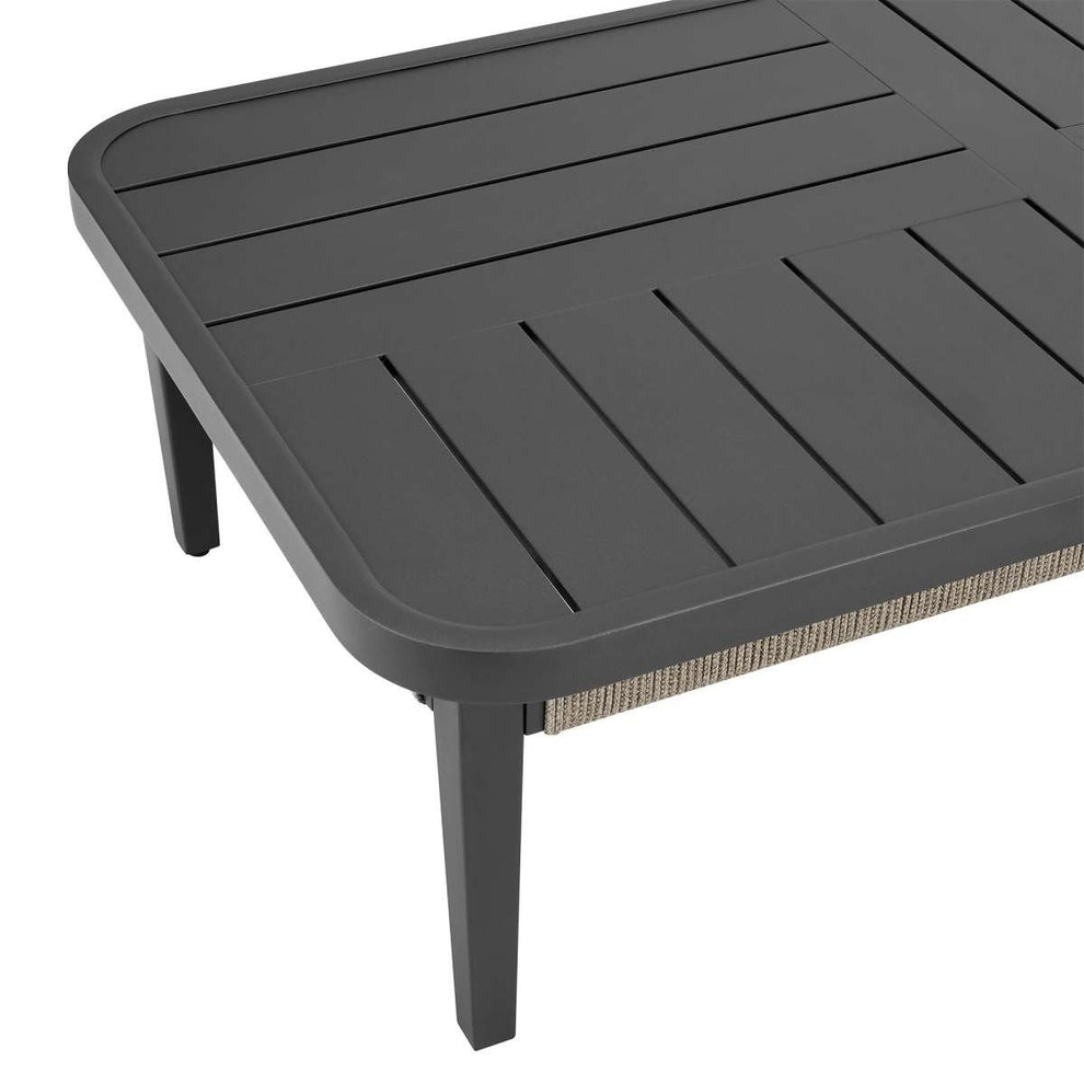 Zella Rectangular Coffee Table in Aluminum with Charcoal Finish and Light Gray Rope By Armen Living | Outdoor Tables | Modishstore - 5