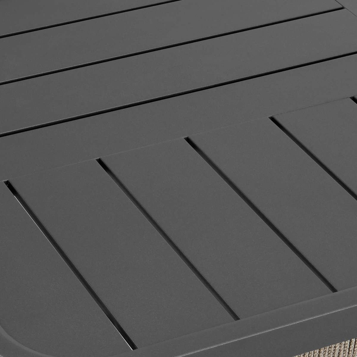 Zella Rectangular Coffee Table in Aluminum with Charcoal Finish and Light Gray Rope By Armen Living | Outdoor Tables | Modishstore - 6