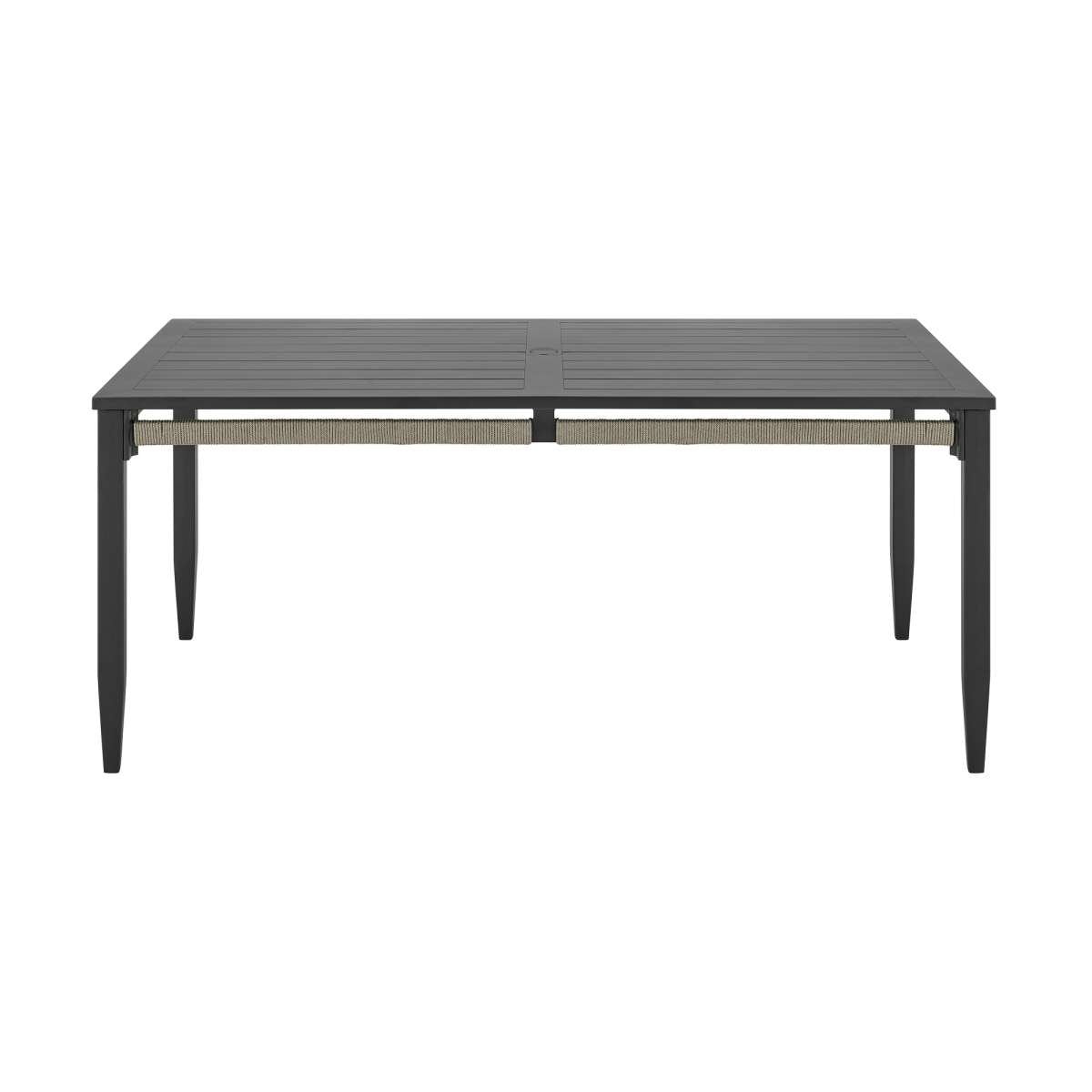 Zella Rectangular Dining Table in Aluminum with Charcoal Finish and Light Gray Rope By Armen Living | Outdoor Tables | Modishstore - 3