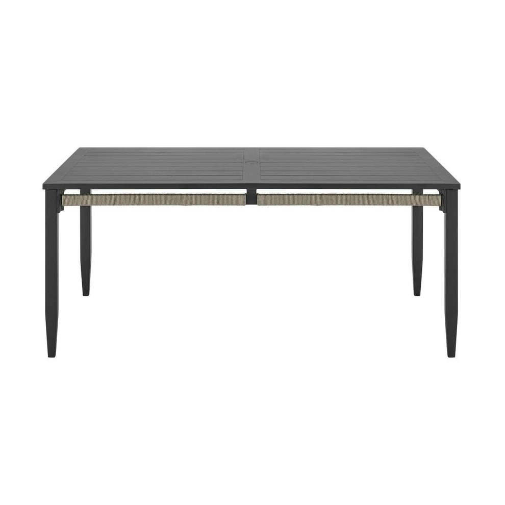 Zella Rectangular Dining Table in Aluminum with Charcoal Finish and Light Gray Rope By Armen Living | Outdoor Tables | Modishstore - 3