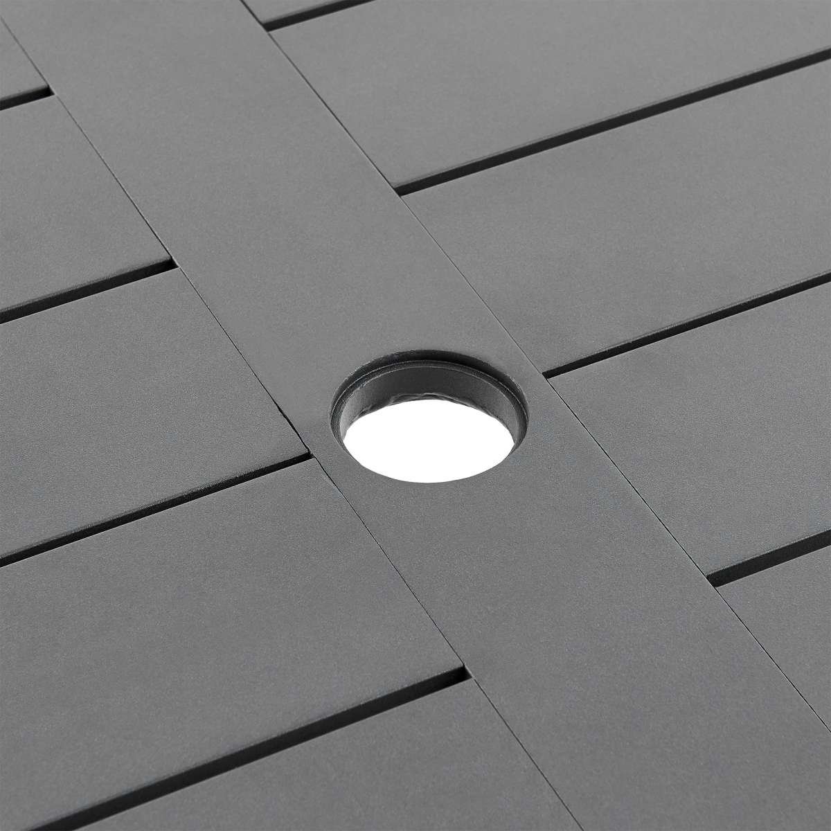 Zella Rectangular Dining Table in Aluminum with Charcoal Finish and Light Gray Rope By Armen Living | Outdoor Tables | Modishstore - 6