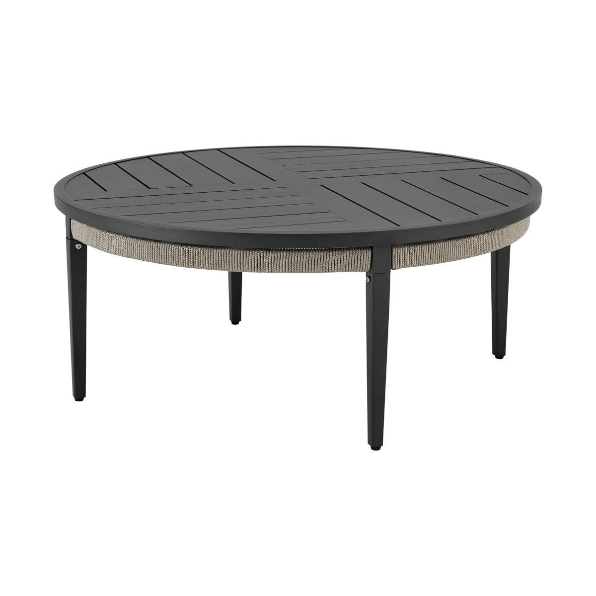 Zella Round Coffee Table in Aluminum with Charcoal Finish and Light Gray Rope By Armen Living | Outdoor Tables | Modishstore - 3