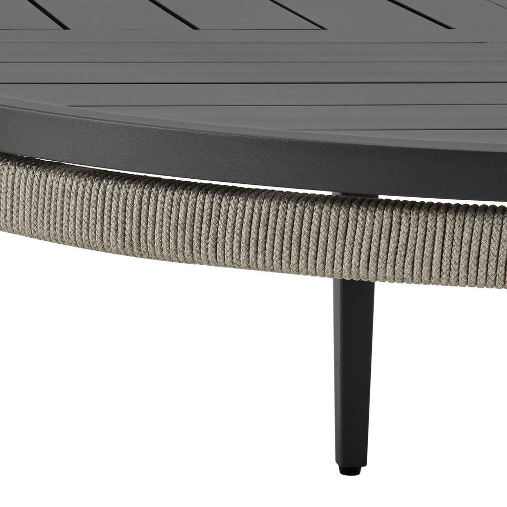 Zella Round Coffee Table in Aluminum with Charcoal Finish and Light Gray Rope By Armen Living | Outdoor Tables | Modishstore - 4