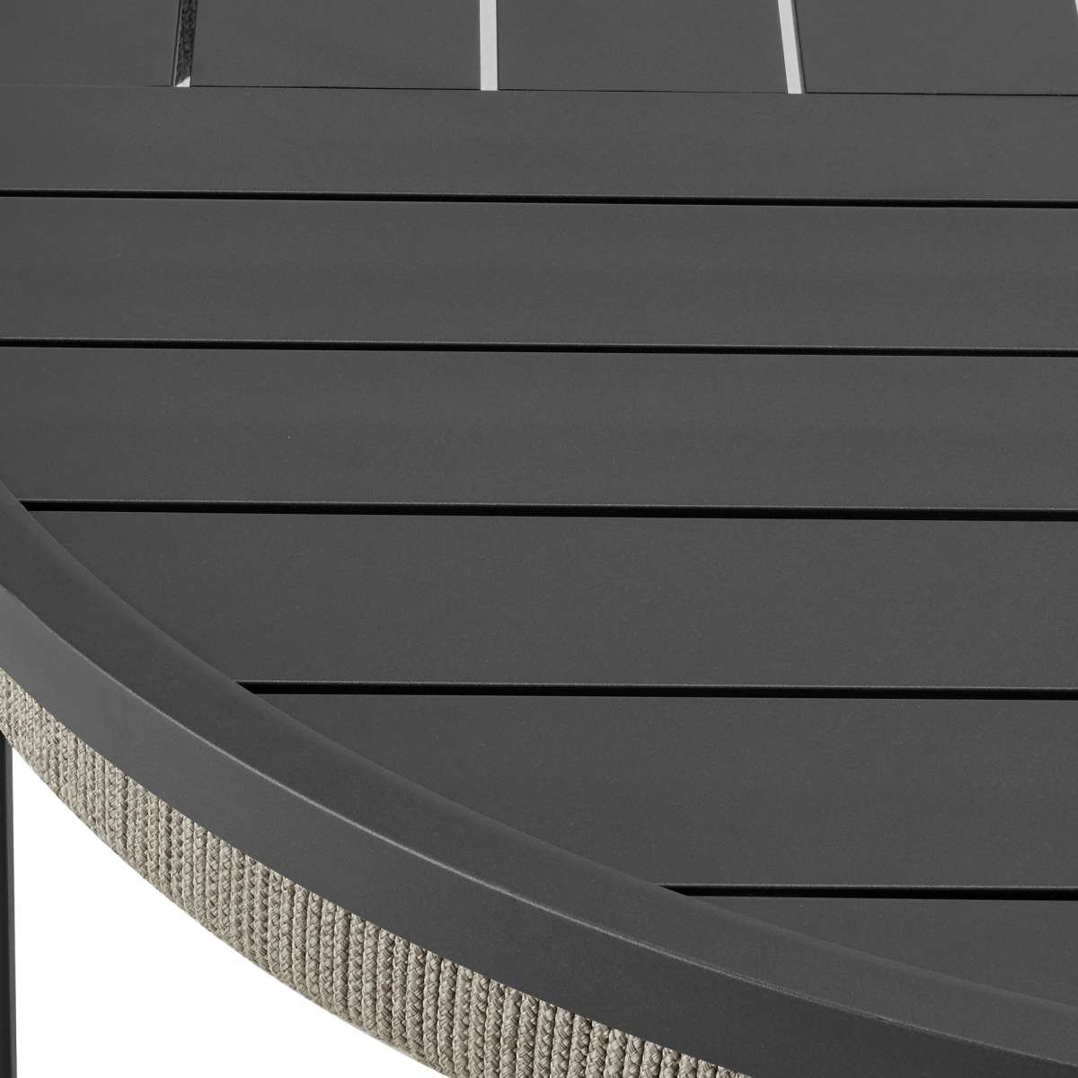 Zella Round Coffee Table in Aluminum with Charcoal Finish and Light Gray Rope By Armen Living | Outdoor Tables | Modishstore - 5